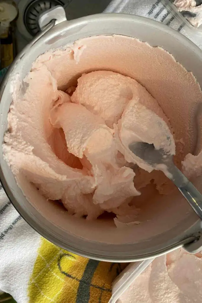 Rose Ice Cream in machine