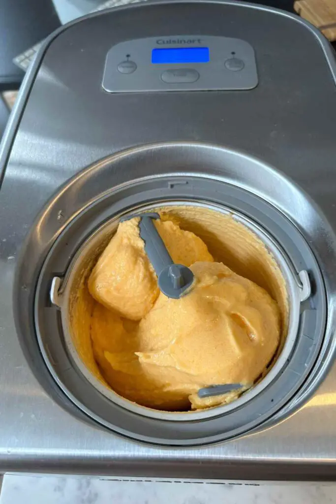 Apricot Sorbet in Ice Cream Machine
