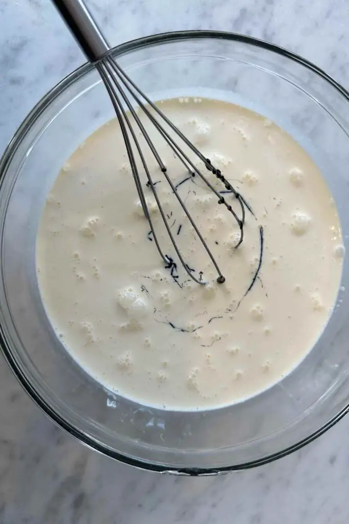 Adding black gel to vanilla ice cream